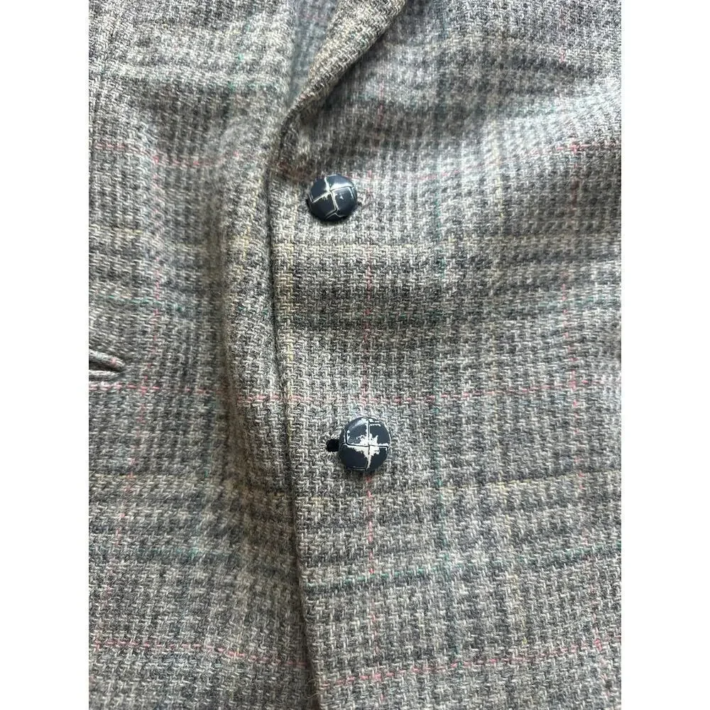 Oakton Ltd Men’s Wool Blazer Sport Coat Jacket Gray Plaid 42R 100% Pure Wool